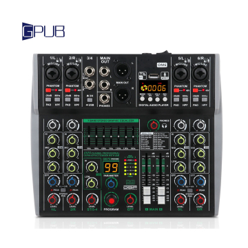 GPUB OM6 Channel 99 DSP Effects Leaft Professional Mixer مع تسجيل BT USB