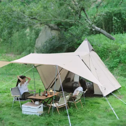 Vidalido Outdoor Camping Indian Pyramid Automatic Tent Double Rainproof for Sunshade and Sunscreen