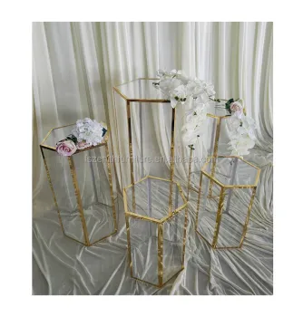 Clear Acrylic Hexagon Cake Pedestal for Wedding Events