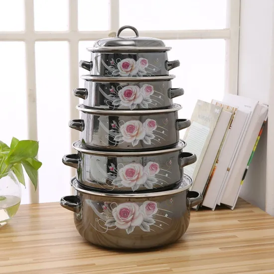 5PCS Hot Design Mirror Glaze Applique Enamel Pot