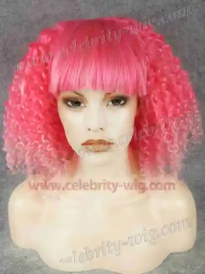 Bright Pink Bounce Curl Synthetic Lace Front Wig
