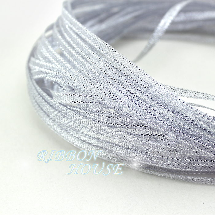 (40 meters/lot) 1/8'' (3mm) silver polyester organza ribbons Christmas packaging ribbon high-grade quality squares ribbons