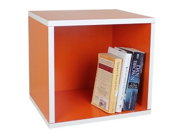 Orange Colored Cardboard Square Storage Cabinet Without Doors