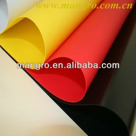 Woven polyester fabric with a both side PVC Coating