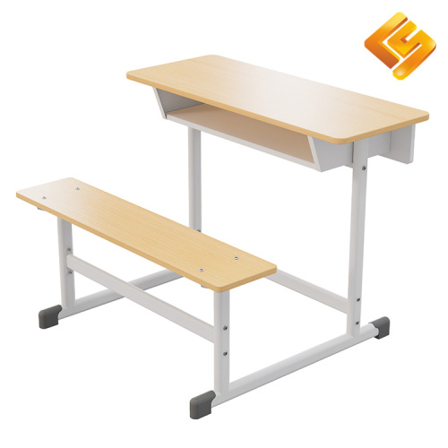 Bancă de birou dublă din lemn de oțel alb