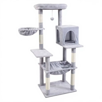 Large Cat Condo Tree Tower 4-Level Eco-Friendly Wooden Indoor/Outdoor Cat Tree Scratching Posts Climbing Platforms Sleeping