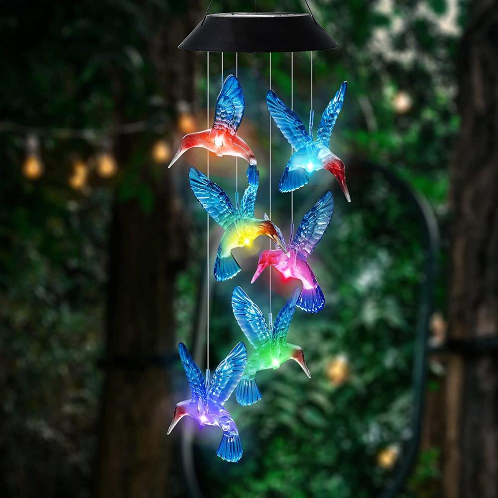 Hummingbird Solar Wind Chimes Mudança de cor