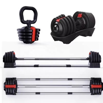 Dinuo 18kg/40lb 3-in-1調整可能なダンベル：筋力トレーニング用の屋内フィットネス機器