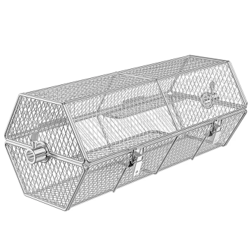 Portable Food Grade Stainless Steel Round Grill Basket for Outdoor Cooking