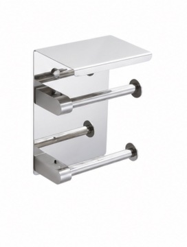 Modern SUS304 Custom Double Roll Toilet Paper Holder with Shelf Commercial Bathroom