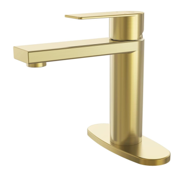 Bathroom Sink Mixer Taps Brushed Gold Single Hole Vanity Faucet