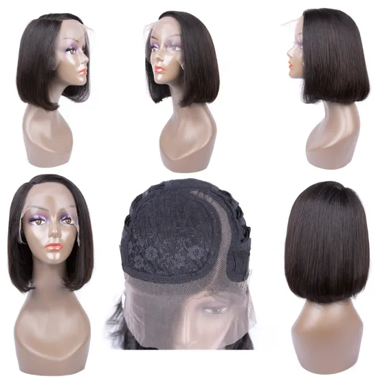 Best Selling Cheap Short Styled Pre Plucked HD Swiss Glueless Side Part Lace Front Human Hair Bob Wigs for Black Women