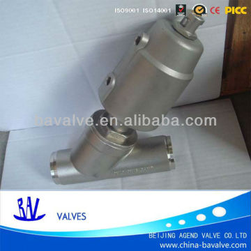 SS thread connect pneumatic angle seat valve