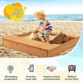 Kids Large Wooden Sandbox with Bench Seats