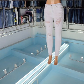 Witte denim broek voor vrouwen groothandel