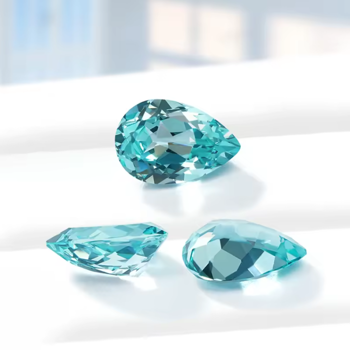 Lab Grown Paraiba Sapphire Pear Cut Gemstone