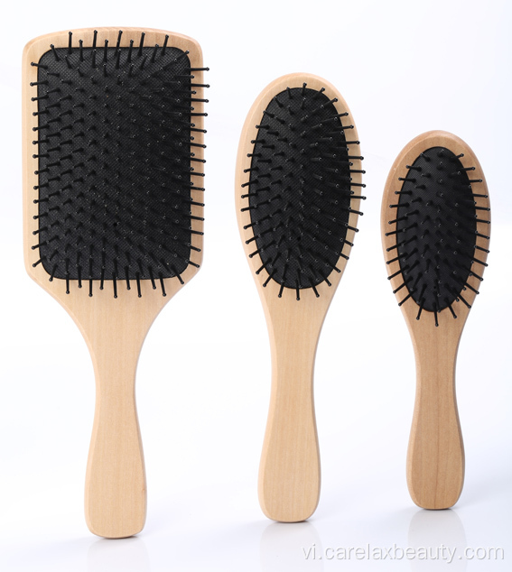 Bàn chải lược tóc bằng gỗ với lông tre
