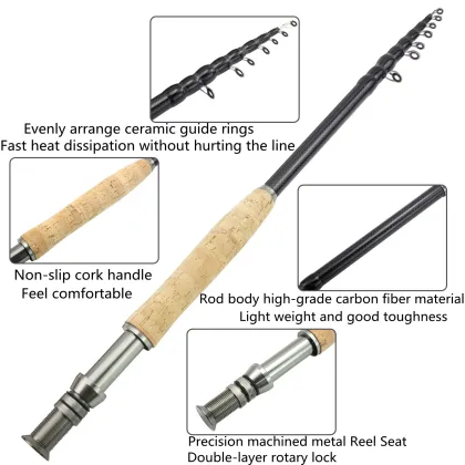 Telescopic Carbon Nymphing Fly Fishing Rods: 7FT to 10FT