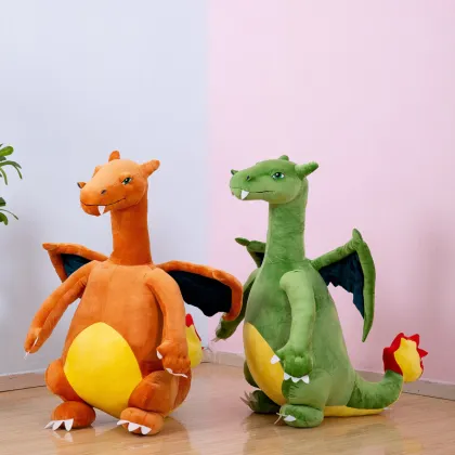 Creative Large Dinosaur Plush Toy: Charizard, the Fire Dragon & Small Flying Dragon - Perfect Children's Birthday Gift for Boys