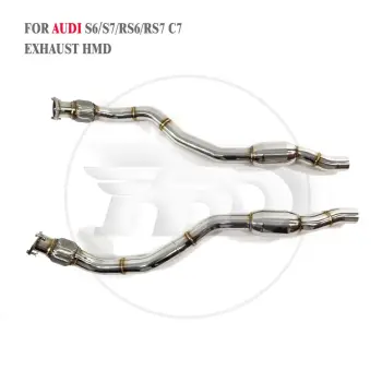 HMD High Quality Exhaust Resonant Tube For Audi S6 S7 RS6 RS7 C7 2013-2018 4.0T Front Pipes Exhaust