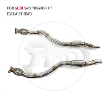 HMD High Quality Exhaust Resonant Tube For Audi S6 S7 RS6 RS7 C7 2013-2018 4.0T Front Pipes Exhaust