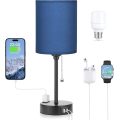 Bedside Table Lamp With USB And Outlet