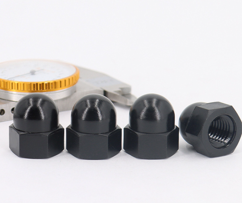 White Black PA66 Nylon Plastic Hex Domed Cap Nut (3)
