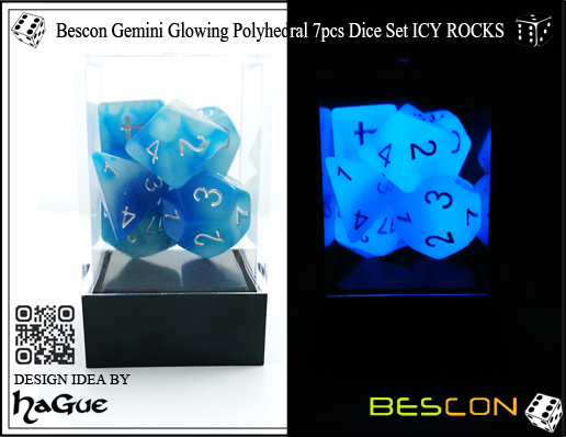 Bescon Gemini Glowing Polyhedral 7pcs Dice Set ICY ROCKS-New Version-4