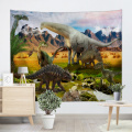 Dinosaur Group Tapestry Jurassic Wild Anicient Animals Wall Hanging Tropical Jungle Natural Volcanic 3D Wanddeken voor Childre