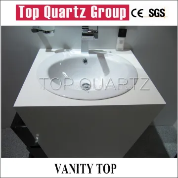 Hot sales pure white bathroom quartz stone sink,quartz stone vanity top