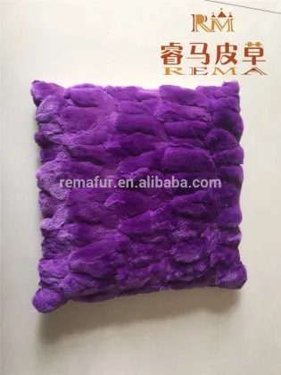 Purple RABBIT FUR PILLOW