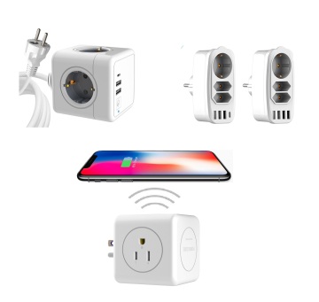 EU/US Extension Socket 4 Outlets 3 USB Port Type C Fast Charging Power Strip
