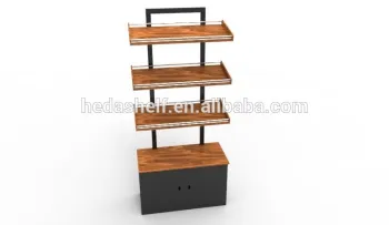New Design Supermarket Wooden Shelf Bread Display Rack