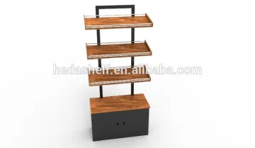 New Design Supermarket Wooden Shelf Bread Display Rack