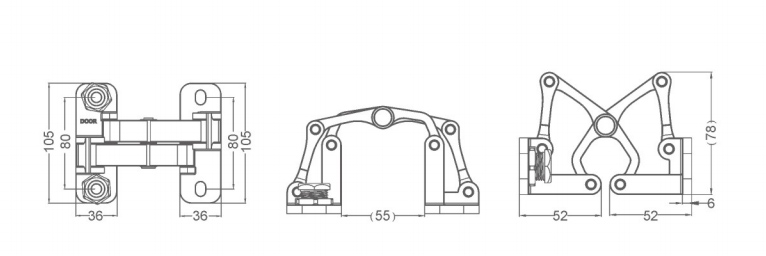 Heavy Duty Hinges for Tubehole Doors Drawing
