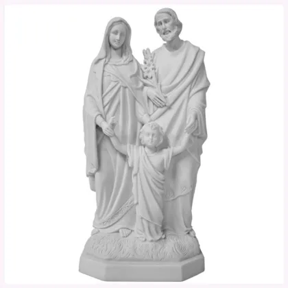 GMS020 White Granite Holy Family Marble Statue Religious Outdoor