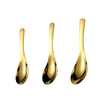 Gold 304 Stainless Steel Long Handle Deepened & Thickened Dessert Spoon