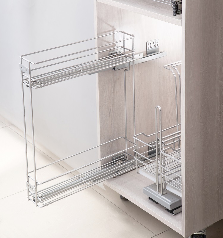 sliding stainless steel built in storage modular cabinet pull out kitchen baskets with solf-closing slide