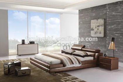 bed,leather bed,bedroom furniture
