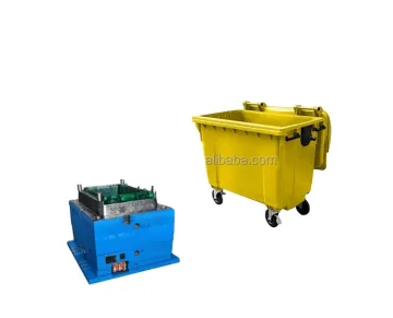 Plastic Injection 1100L Flat Lid Mobile Waste Container Dustbin Mold