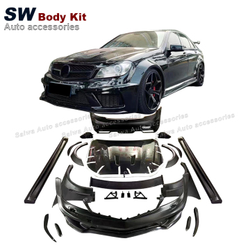 Fiberglass Wide Body Kit for Mercedes Benz C-Class W204 C63 C200 C300 - Black Series Bumper, Skirts, Fenders, Spoiler
