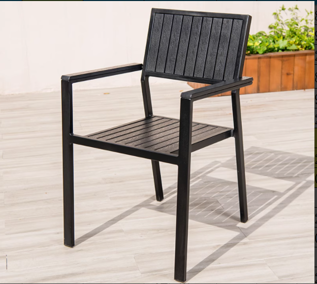 Durable Aluminum Outdoor Armchair with Slatted Back