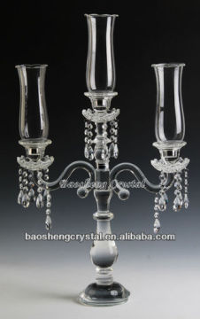 3 Arms Hurricane Glass Crystal Candelabra Wedding Centerpieces for tables (BS-CH045)
