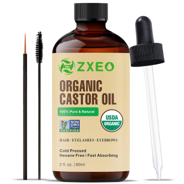 Wajah kulit bulu kulit organik murni heksan bebas minyak kaca botol kaca organik minyak castor dingin ditekan untuk tombol perut