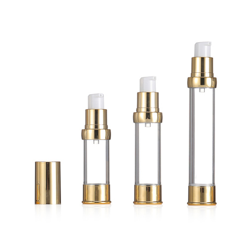 Customized Plastic Airless Bottle Gold Color Cosmetic Lotion Airless Bottle Set Manufactory