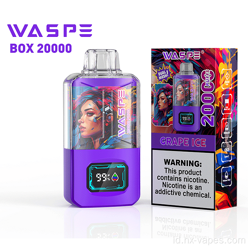 Grosir Waspe 20000 Puffs Layar LED Vape sekali pakai