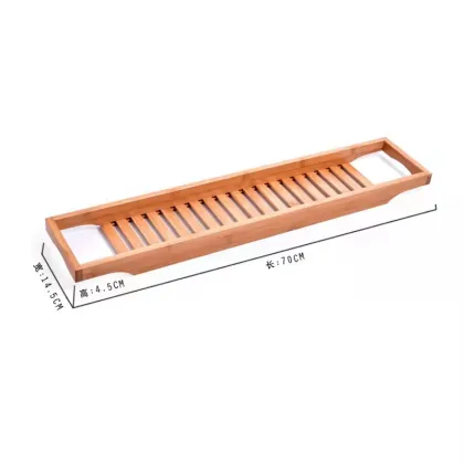 Bamboo Bath Caddy Tray Wooden Bathtub Adjustable Holder