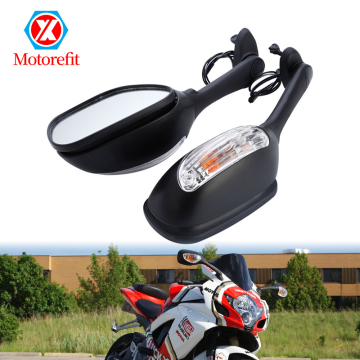 RTS R6 Motorcycle Rearview Mirrors with LED Turn Signals for Suzuki GSX-R Models 2001-2016
