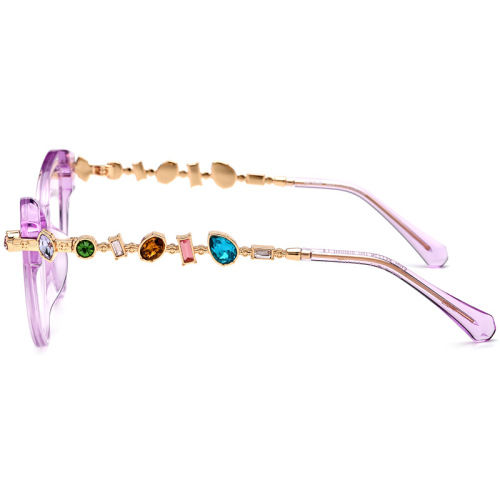 Women Crystal Metal Temple Prescription Acetate Opticals ME2061