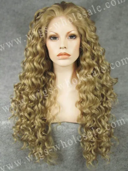 Lady Gaga Long curly honey blonde micro braided lace front wigs synthetic